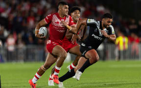 Tonga Isaiya Katoa during Paciﬁc Championship - Kiwis v Tonga XIII at Go Media Stadium, Auckland, New Zealand    02  November  2024       Photo: Brett Phibbs / www.photosport.nz