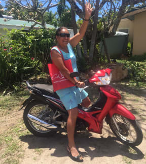 Cook Islands MP Sel Napa on her favourite mode of transportation, a 125cc scooter. Increasing tourism to Rarotonga is not sustainable says the MP.