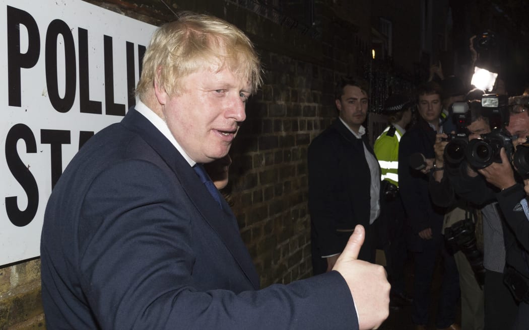 Boris Johnson leaves after casting their votes at a polling station on the EU Referendum in London, United Kingdom on June 23, 2016.