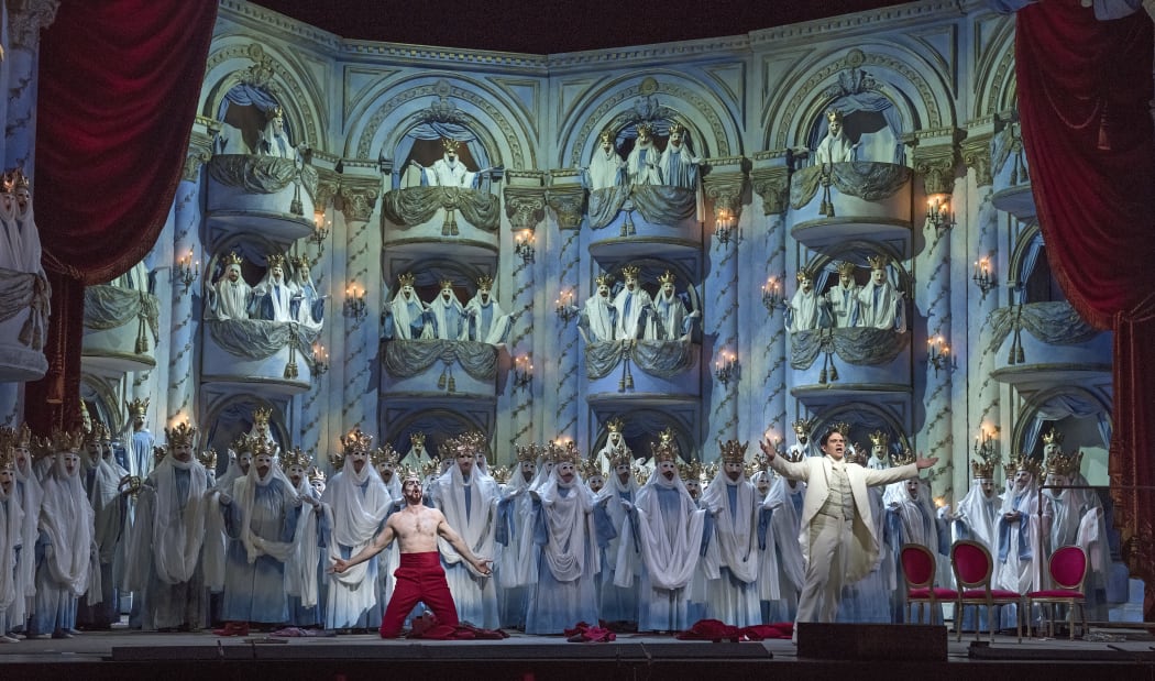 Christian Van Horn as Mefistofele and Michael Fabiano as Faust in the Epilogue of Boito's 'Mefistofele'