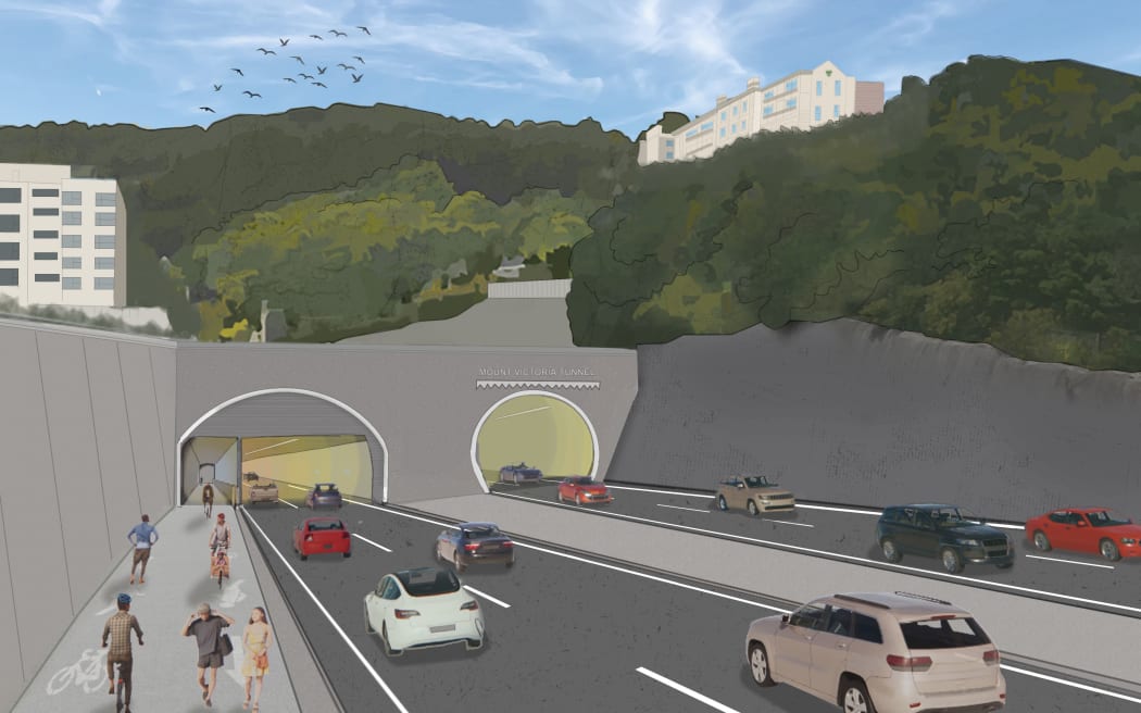 Artist's visualisation of a second Mt Victoria Tunnel in Wellington, NZTA/Waka Kotahi will hold public information days on the proposed Road of National Significance (RoNS) State Highway 1 Wellington Improvements Project. The project includes a second Terrace Tunnel, a second Mount Victoria Tunnel and roading upgrades at the Basin Reserve as well as improvements on the remaining state highway corridor through central Wellington, Hataitai, and Kilbirnie.