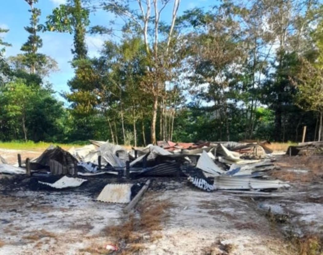 A flattened village structure in Papua's central highlands.
