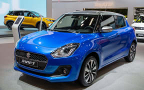PARIS - OCT 3, 2018: New Suzuki Swift car showcased at the Paris Motor Show.