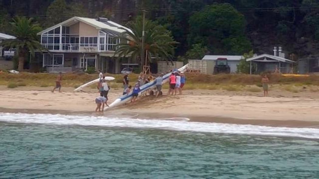 The boat was towed back to shore.