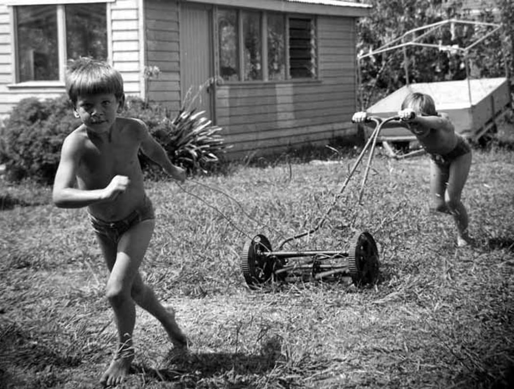 Mowing the lawn in 1970