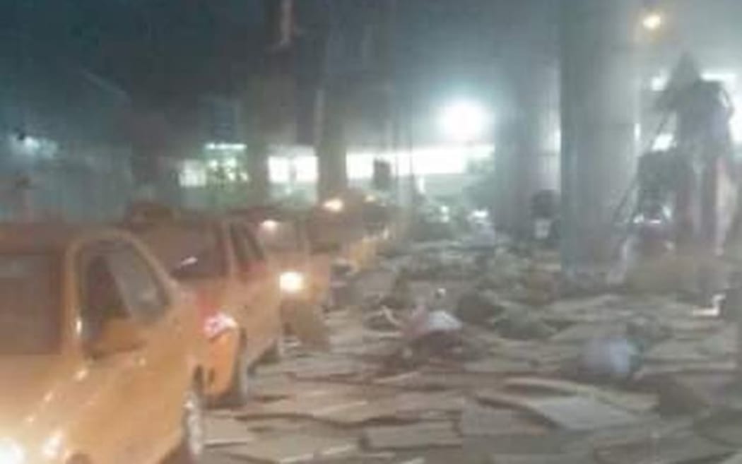 An image posted on Twitter said to be damage at the airport terminal.