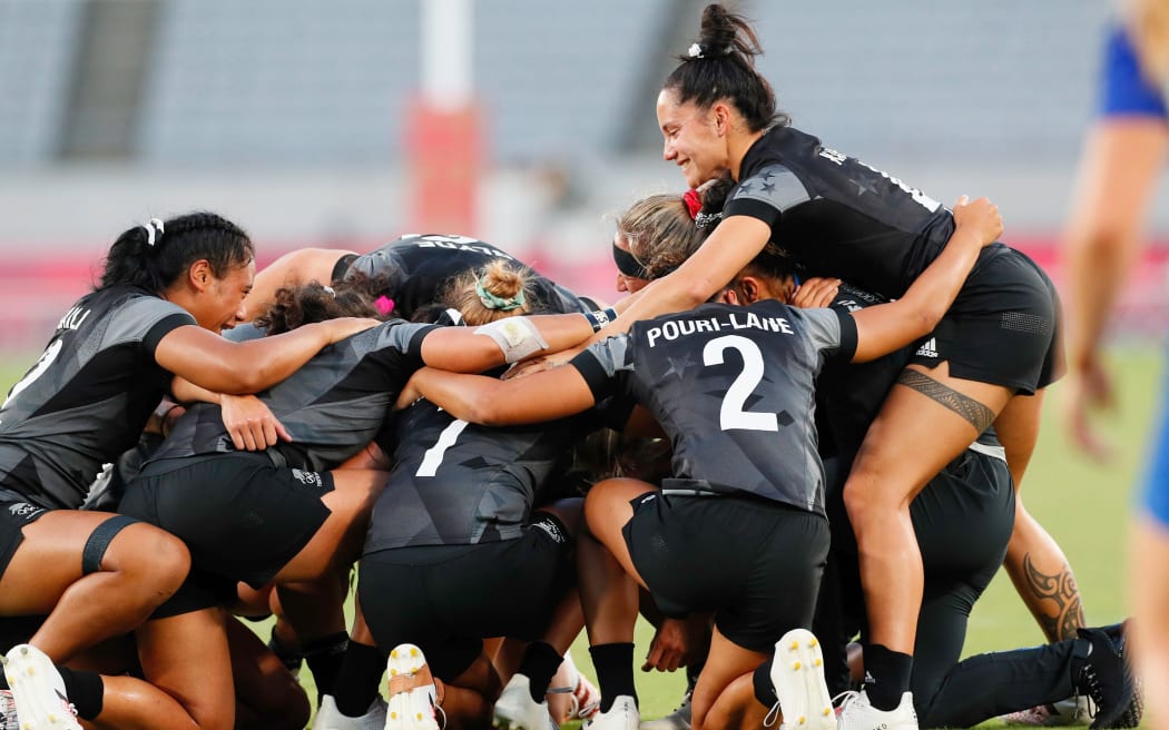 Black Ferns celebtate. Tokyo Olympics 2021.