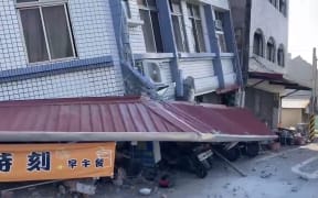 The aftermath of a 7.2 magnitude quake in Taiwan.