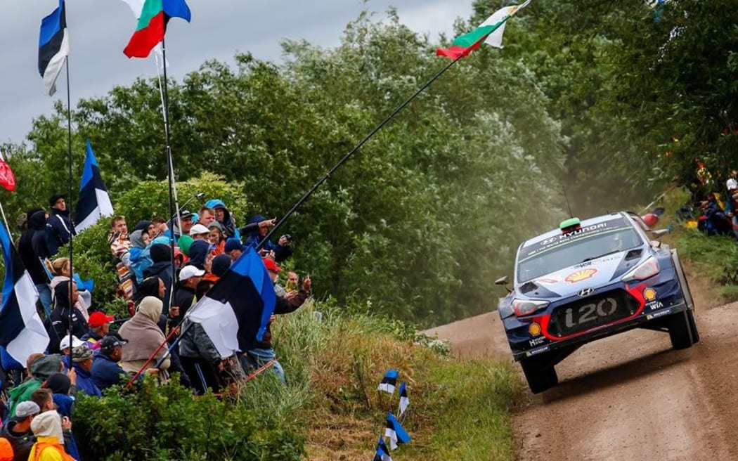 Hayden Paddon competing in the Rally of Poland