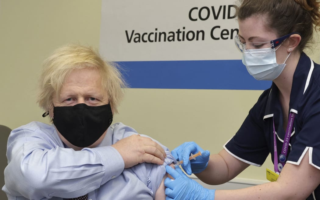 British Prime Minister Boris Johnson receives Oxford/AstraZeneca vaccine at St Thomas' Hospital in London, United Kingdom on March 19, 2021.