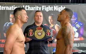 Fijian cruiserweight boxing champion Alivereti Kauyaca, right, lost on split points to New Zealand's John Parker in Hamilton on Saturday