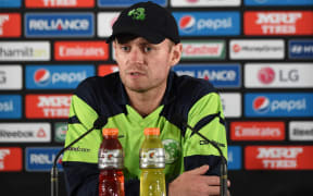 Ireland captain William Porterfield addressing the media, 2015.