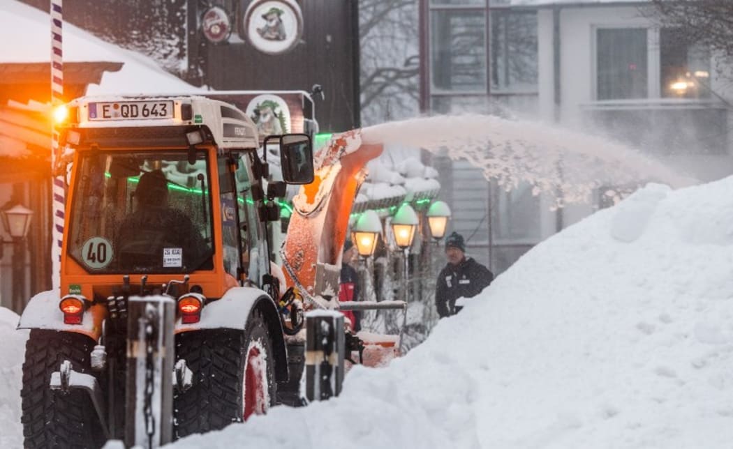A snowplough  on January 10, 2019 in Oberhof, eastern Germany, AFP