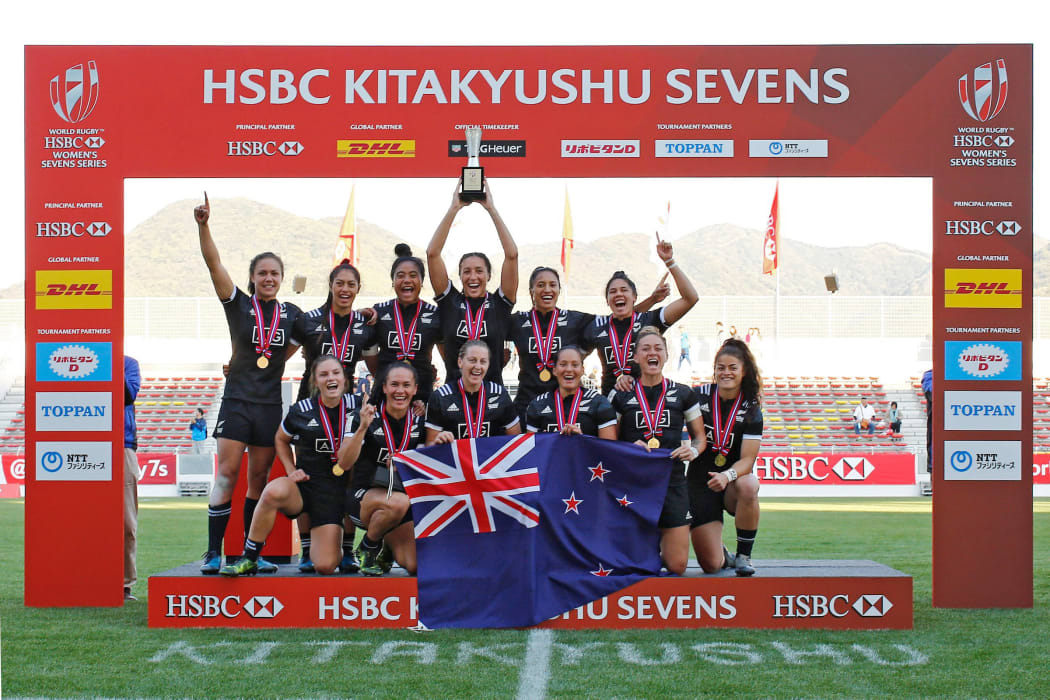 New Zealand Black Ferns Sevens team win Round 4 of the HSBC World Rugby Women's Sevens Series in Kitakyushu, Japan. 22-23 April 2017.