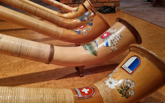 Long wooden horns.