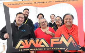 Eruera Rerekura with the crew of Awa FM