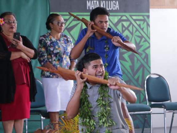 Niue High School welcomes deputy prime minister Winston Peters and his delegation.