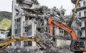 The building at 61 Molesworth St being demolished on Wednesday 21 December, 2016