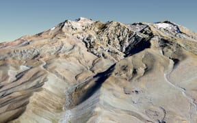 Digital terrain model of Mt Ruapehu, made from aerial photos.