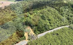 Damage to State Highway 35 from a landslide.