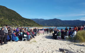 Awaroa beach gifting ceremony.
