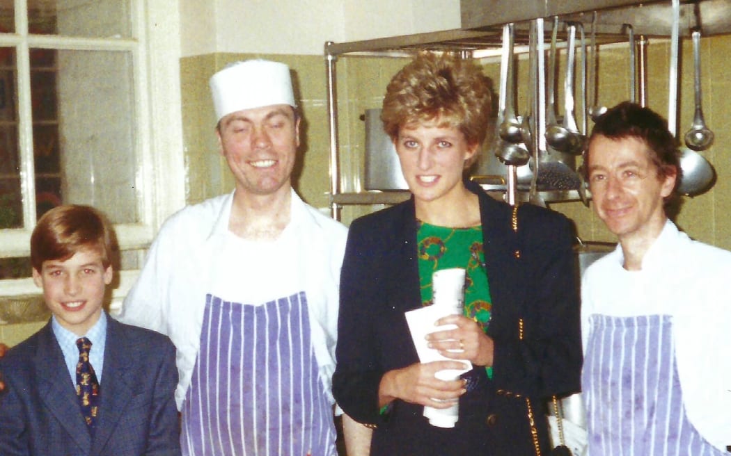 Prince William and Diana, the late Princess of Wales, pictured with chefs at The Passage, London in December 1993.