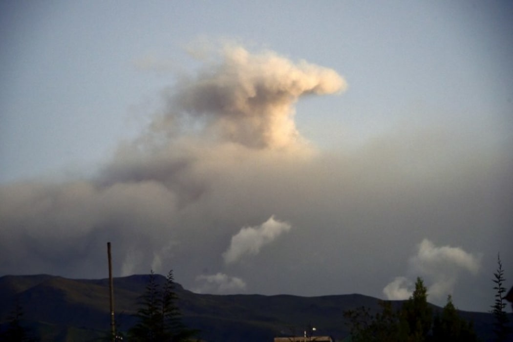 View of an ash cloud from the volcano.