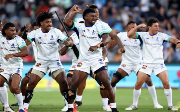 Players from Fijian Drua. Round 1 Super Rugby match against NSW Waratahs  Sydney, February 18, 2022. (AAP Image/Brendon Thorne) NO ARCHIVING, EDITORIAL USE ONLY