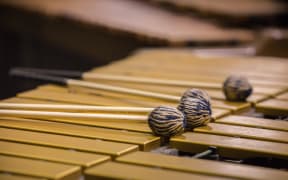 Mallets belongs to Eric Renick, percussion soloist for the upcoming APO concerts of a Finish percussion concerto, at the APO rehearsal space.