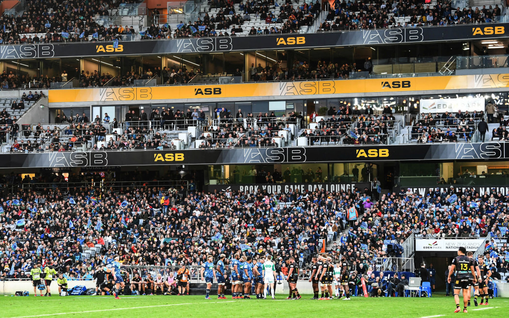 Fans and supporters.
Blues v Chiefs, Super Rugby Aotearoa. Eden Park, Auckland,2020.