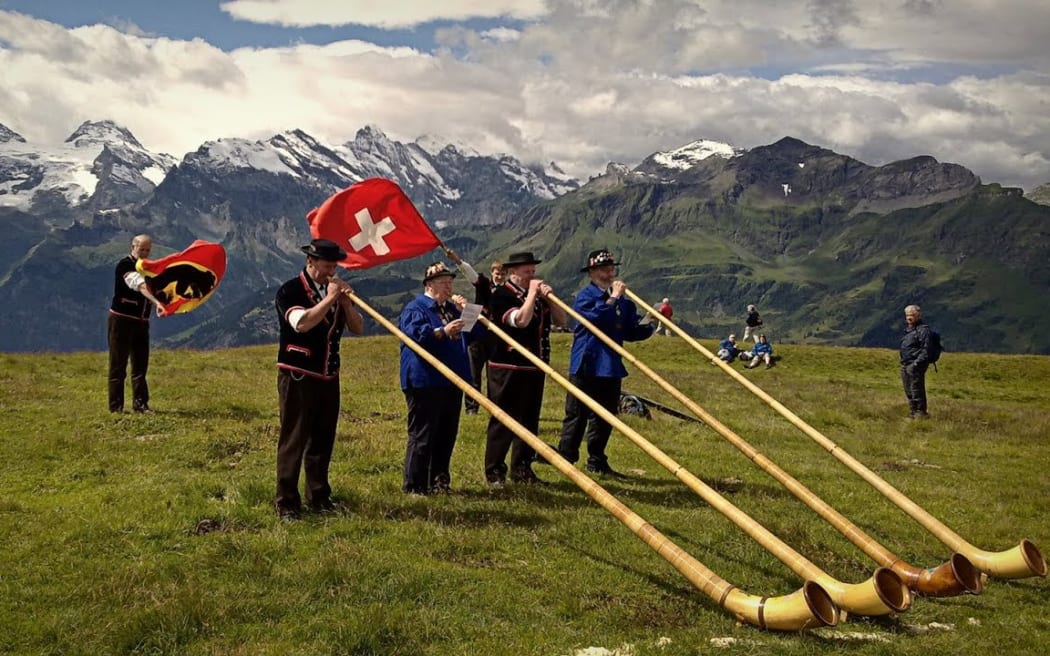 Yodelling in the Swiss alps