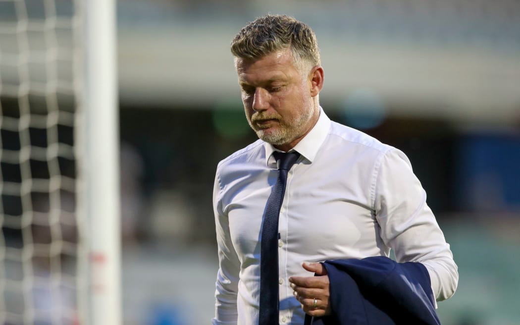 A dejected looking Ufuk Talay post-game at the A-League match,  Wellington Phoenix v Newcastle Jets at WIN Stadium, Sunday 24th January 2021.