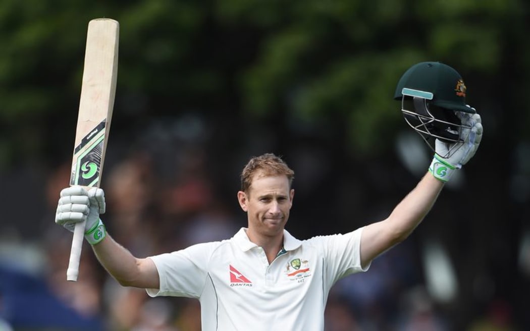 Australian batsman Adam Voges celebrates his double century, Sunday 14 February 2016. Copyright photo: Andrew Cornaga / www.photosport.nz