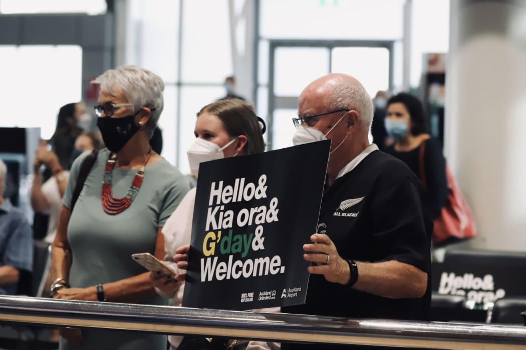 Emotional scenes at Auckland Airport after after the first fights from across the Tasman landed since the border reopening on 13 April 2022.