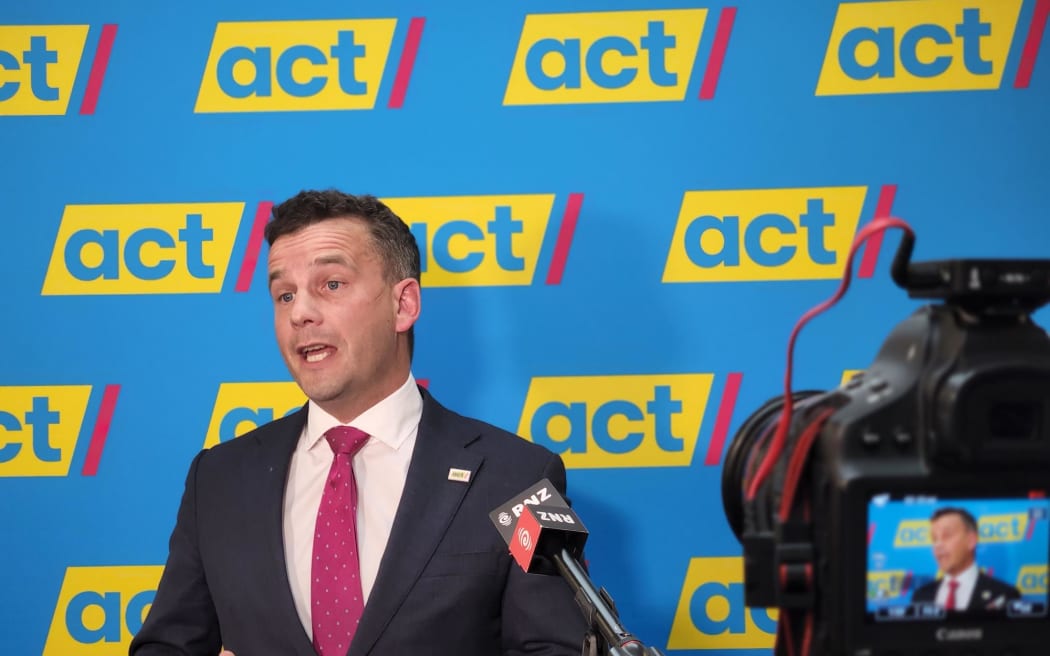 ACT leader David Seymour giving a speech in Auckland