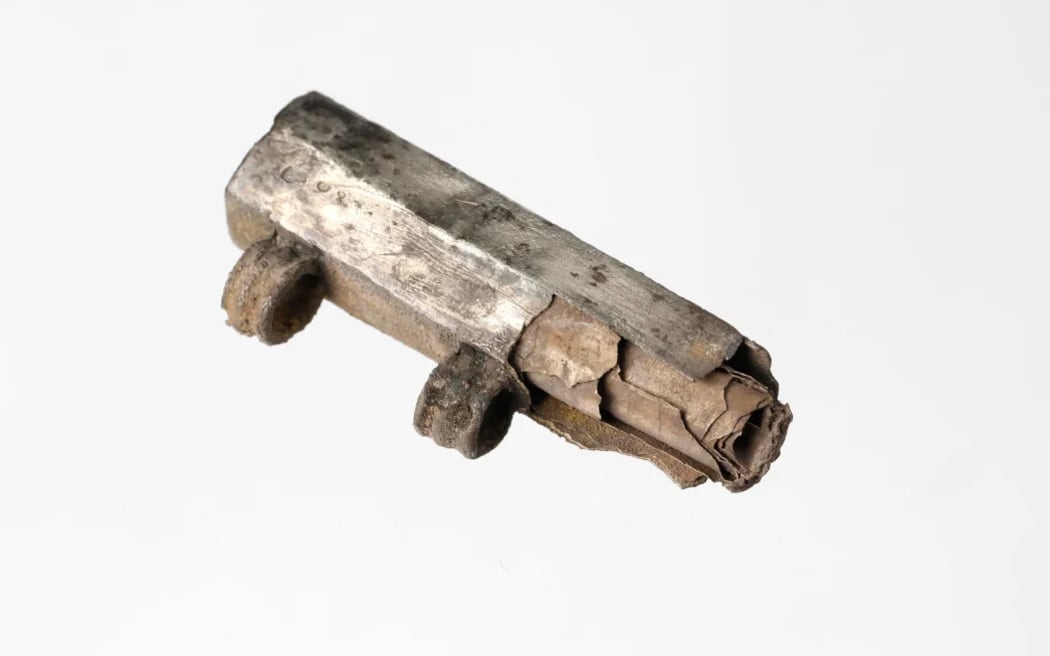 The amulet was discovered on the site of the Roman city of Nida, close to modern-day Frankfurt. Archaeologisches Museum Frankfur