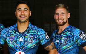 The Warriors halfback Shaun Johnson and fullback Sam Tomkins.