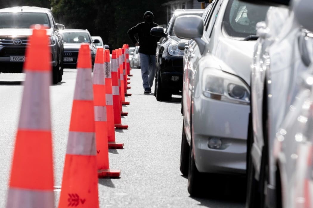The queue at the St Lukes Covid-19 testing centre on 20/8/2021.