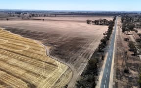 An aerial view looking towards the town of Natimuk.