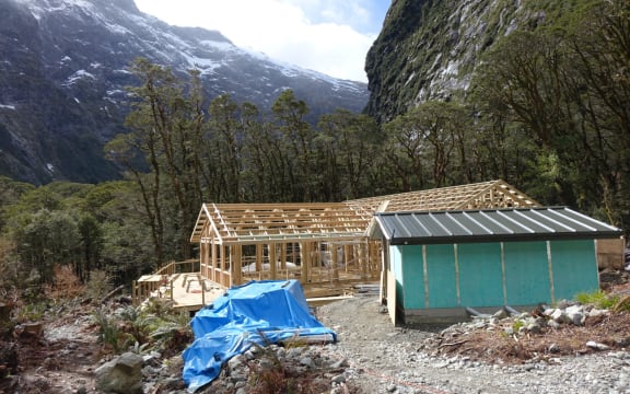 The new Mintaro Hut on the Milford Track under construction