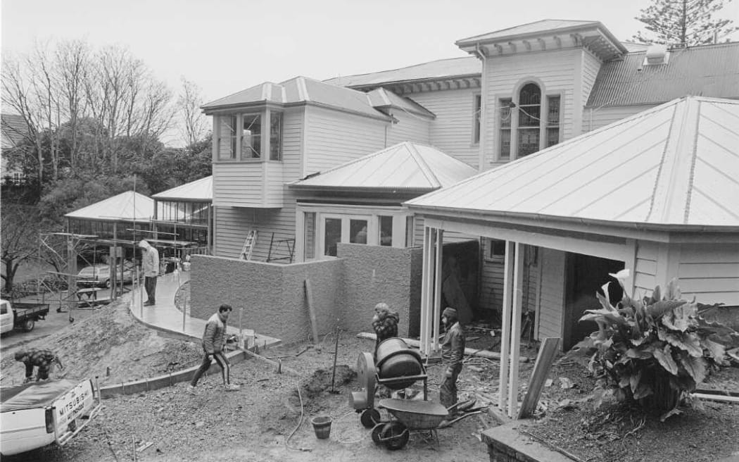 New path being built at the rear of Premier House, taken in June 1990 by Evening Post staff photographer Ross Giblin.