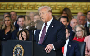 US President-elect Donald Trump takes the oath of office from U.S. Supreme Court Chief Justice John Roberts.