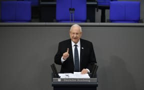Israeli President Reuven Rivlin adresses the parliament during a parliamentary session in homage to Nazi victims at the Bundestag on January 29, 2020 in Berlin. (Photo by John MACDOUGALL / AFP)
