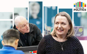 Collage of Jan Tinetti, Christopher Luxon, and school children.