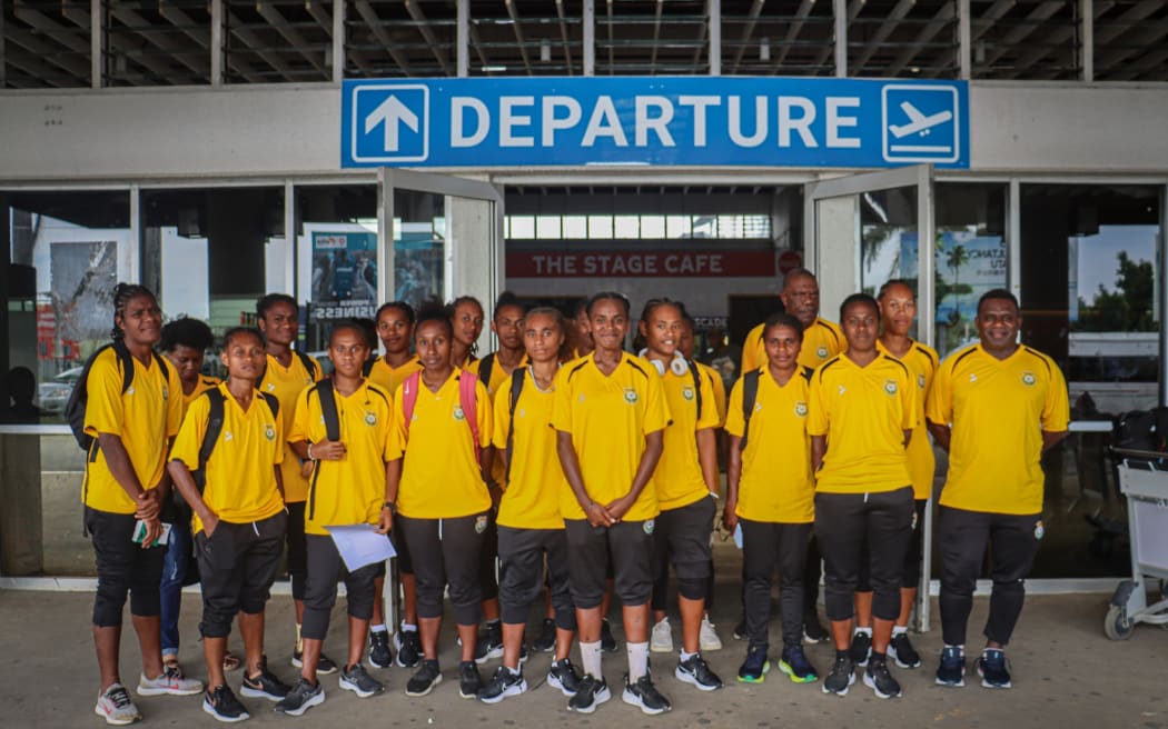 Vanuatu women's team in Vila before they flew out to Samoa at the weekend.