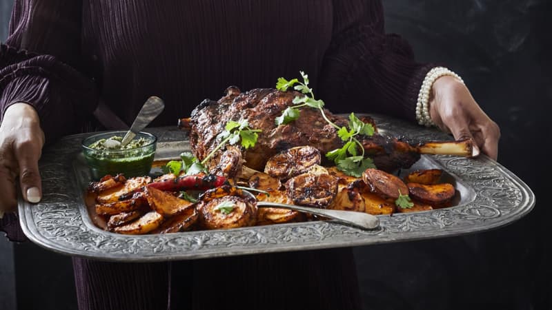 Ashia Ismail-Singer's roast lamb being served.