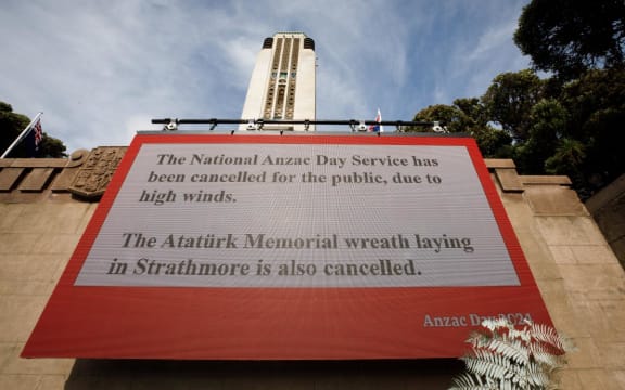 Two Anzac Day services in Wellington have been cancelled due to high winds.