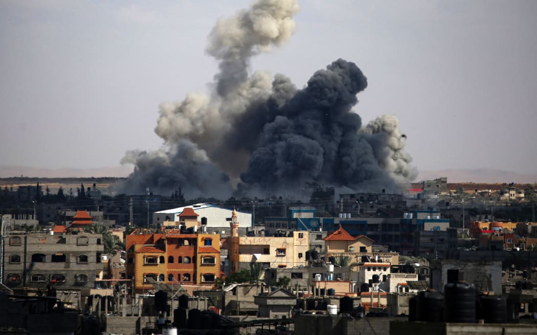 Smoke billows after Israeli bombardment in Rafah, in the southern Gaza Strip on 6 May, 2024, amid the ongoing conflict between Israel and the Palestinian militant group Hamas.