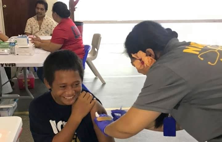 A Covid-19 vaccine being given in June in American Samoa.