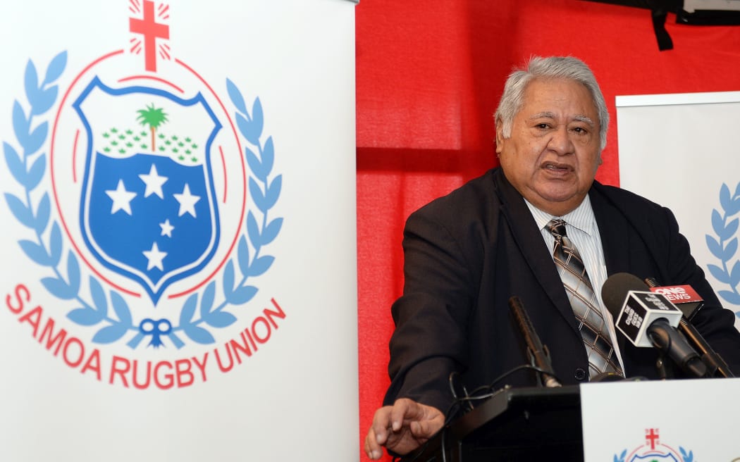 The Prime Minister of Samoa and Chair of the Samoan Rugby Union, Tuilaepa Fatialofa Aiono Neioti Lupesoliai Sailele Malielegaoi.